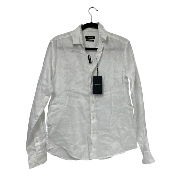 Massimo Dutti Mens Shirt Button Up S Small White Linen Long Sleeve 0175/722 NWT - Picture 1 of 16